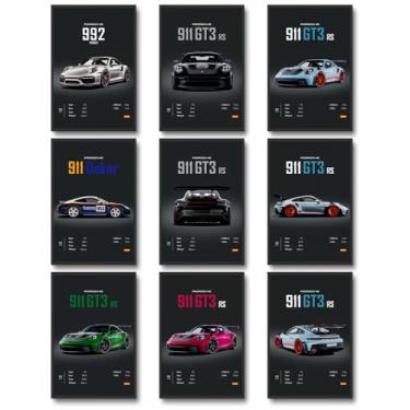 Imagem de dazongweihan 9 peças de pôsteres de super carro para quarto de meninos, arte de parede de carro de corrida para homens e homens, decoração de parede de carro esportivo, fotos de carros de corrida