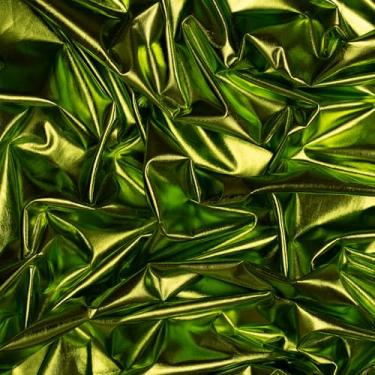 Imagem de Ice Fabrics Tecido de elastano metálico elástico de 4 vias por jarda – 152 cm de largura material de malha transparente brilhante para costurar vestidos, fantasias e atividades esportivas (limão, 1