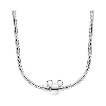 Imagem de Colar De Cadeia De Segurança Mickey Minnie De 45cm Em Prata 925 Para M