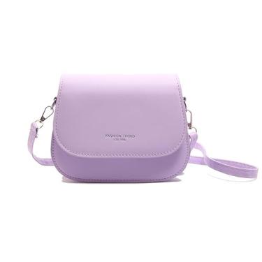 Imagem de Bolsa tiracolo de poliuretano, bolsa de ombro simples com alça ajustável, bolsa pequena feminina moderna, Roxa, Medium, Mochila casual