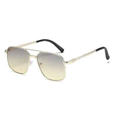 Imagem de JRLLFD Óculos de sol amarelos com armação de metal, feminino, UV400 Festival, masculino, vintage, lente vermelha (1)