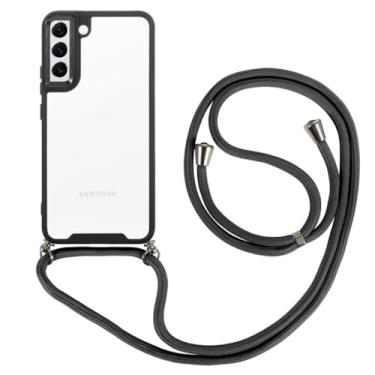 Imagem de Cordões de colar crossbody Capa de telefone transparente para Samsung Galaxy S23 Plus S22 Ultra S21 FE Capa de corrente com alça de alça, preta, para S20 FE