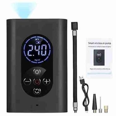 Imagem de Mini Compressor De Ar Portátil Elétrico Digital 150 PSI Automático Para Carro Moto Bicicleta Bola Com Luz LED