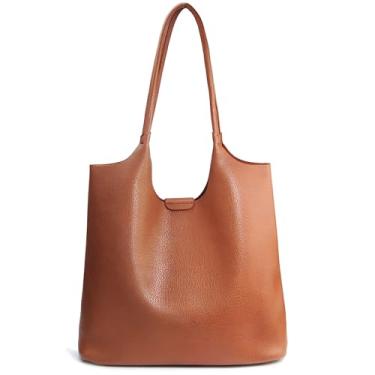 Imagem de Bolsa feminina de couro vegano macio Hobo para viagens e todos os dias, Marrom
