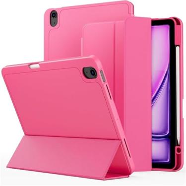 Imagem de ONECMN Capa protetora para iPad 2024 Air13/2024 Pro 13/2024 Pro11 com compartimento para caneta (vermelho rosa oficial, air13 2024)