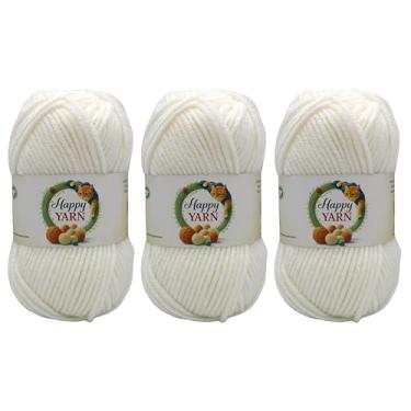 Imagem de Sunny Cat Happy Yarn, conjunto de 3 fios de lã, tricô e crochê, feito na Turquia (pérola de neve 70187)