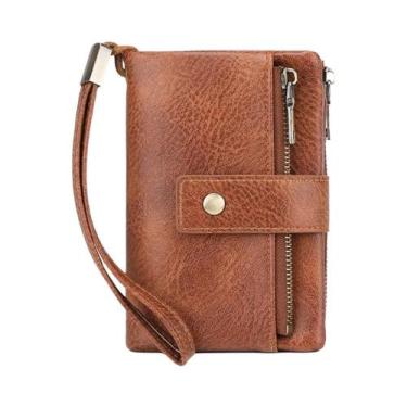 Imagem de Carteira Vintage Feminina Com Bloqueio RFID, Zíper Duplo, Múltiplos Co