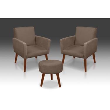 Imagem de Kit 02 Poltrona Nina + 01 Puf Redondo Capucino -MODENA DECOR  - CASA D