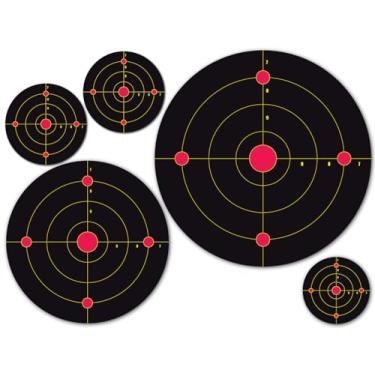 Imagem de Alvo de tiro interno, decalques de parede reutilizáveis para lançadores de arma de dardos de espuma, preto com vermelho e amarelo, vários tamanhos (6,3 cm, 7,6 cm, 15,2 cm, 20,3 cm), pacote com 5
