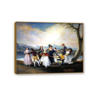 Imagem de Arte de parede Francisco Goya, blefe do homem cego, impressão em tela famosa reprodução de pinturas a óleo abstratas imagem de arte emoldurada para decoração de casa moldura de madeira teca 90 x 70 cm