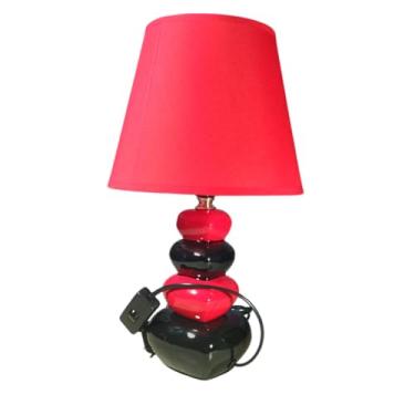 Imagem de Abajur De Mesa Luminária Coração Soquete E27 Bivolt 127/220v Cerâmica Heart Escritório Quarto Sala (Vermelho)