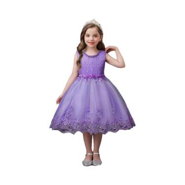 Imagem de Vestidos de princesa florais de renda sem mangas para meninas  981 - Q