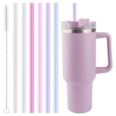 Imagem de Joshey Canudos de substituição Tritan de 30,5 cm para copo Stanley 1,134 g - pacote com 6 canudos longos reutilizáveis com escova de limpeza, serve para acessórios de copo Stanley de 850 g e 1,134 g