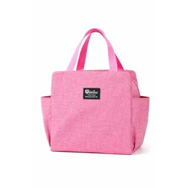 Imagem de Bolsa Térmica Grande Rosa com Zíper | Lancheira Reforçada com Bolsos Laterais | Ideal para Marmita, Praia, Trabalho e Piquenique