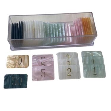 Imagem de Kit 50 Fichas Poker Numeradas Jogo Baralho Estojo Egito - Tacolândia