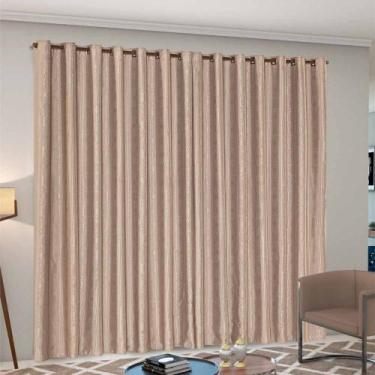 Imagem de Cortina Atena 4m x 2,80m Jacquard Semi Blackout Avelã - Imperial Moda 