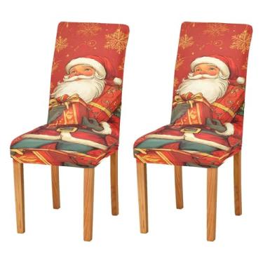 Imagem de SEHANY Conjunto de 4 capas de cadeira de gnomo de Papai Noel para sala de jantar, elástico, removível e lavável, para cozinha, hotel, festa, decoração de Natal