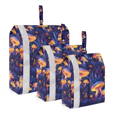 Imagem de xigua Cubos coloridos de embalagem de cogumelos para viagem, organizadores de bagagem leves, conjunto de viagem, à prova d'água, cubos de compressão para acessórios de viagem, 3 pacotes