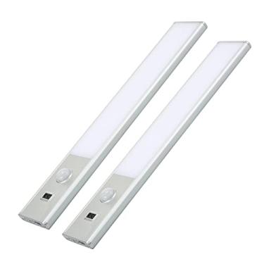 Imagem de 2 UNIDADES Lâmpada de Armário com 31 LEDs e Sensor Movimento PIR Modo Manual Modos Iluminação Brilho Constante Ajustável Continuamente Base Magnética