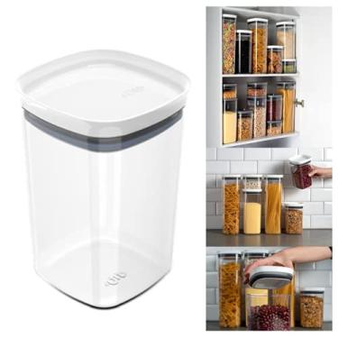 Imagem de Pote Tampa Hermético 1l Organizador Alimento Armário Cozinha Block - OB 200 Ou - Branco