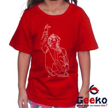 Imagem de Camiseta Infantil BTS 100% Algodão Taehyung V K-Pop Geeko, Vermelho, 4