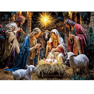 Imagem de 500 Piece Puzzle for Adults,Holiday Christ is Born Puzzles for Adults Kids Elderly,Recycled Cardboard Nativity Puzzles 500 Piece,Challenging Family Game Great Gift for Family Friends,20.5 x 15 in