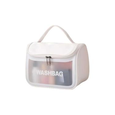 Imagem de Necessaire Feminina Washbag Branco – Organizador Impermeável e Leve para Cosméticos, Maquiagem, Banho e Academia – Modelo Versátil com Zíper à Prova d’Água – 22x13,5x15,5 cm