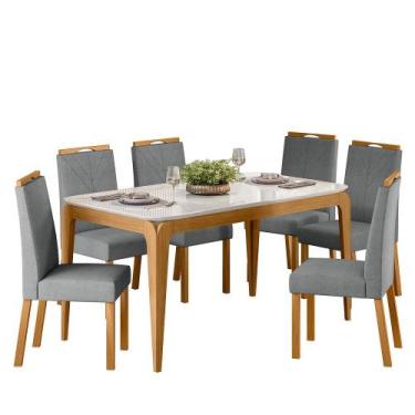 Imagem de Conjunto Sala de Jantar Mesa Aurea 160X90 6 Cadeiras Anitta Ype/Off Wh