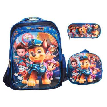 Imagem de Kit Mochila Escolar Masculina Lancheira Térmica + Estojo - Plike