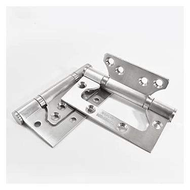 Imagem de Dobradiças de aço inoxidável preto 10 cm dobradiça nivelada dobradiças de porta de rolamento real para portas pesadas acessórios de móveis antigos (cor: P, tamanho: 4 polegadas)
