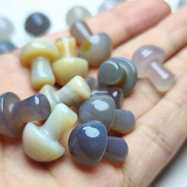 Imagem de Pedra de ágata de cristal, cristal de quartzo natural, vaso de flores em forma de cogumelo e artesanato de decoração de aquário (tamanho: 5 peças)