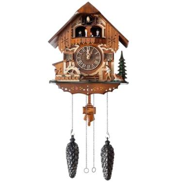Imagem de Relógios de cuco, relógios de parede, casa de fazenda, europeu, esculpido à mão, decoração de parede de sala de estar, relógios de parede operados por bateria, relatório pontual, cenas realistas 3D