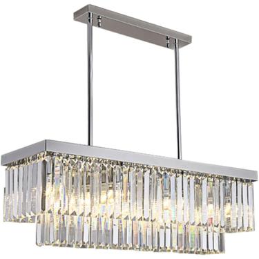 Imagem de Lustre Moderno, Luz De Teto Lustre De Teto, Lustre De Cristal Retângulo Cromado Lustre De Ouro Para Sala De Jantar Quarto Led Lustre De Cozinha De Cristal Lâmpada Suspensa De Luxo