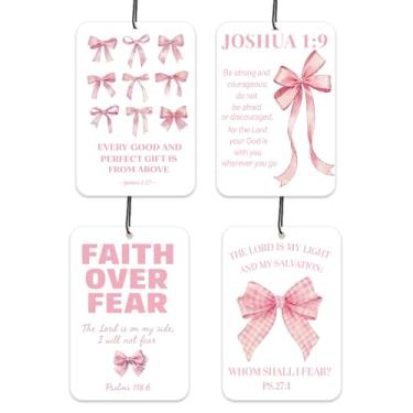 Imagem de 4 peças de aromatizador de ar cristão para carro, difusores perfumados botânicos florais, decorações de aromas de ambientador de suspensão de interiores Boho Western (cristão, oceano, frésia, jasmim