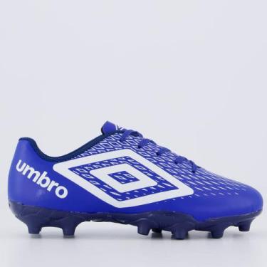 Imagem de Chuteira Umbro X-Diamond Campo Juvenil Azul e Branco, 31