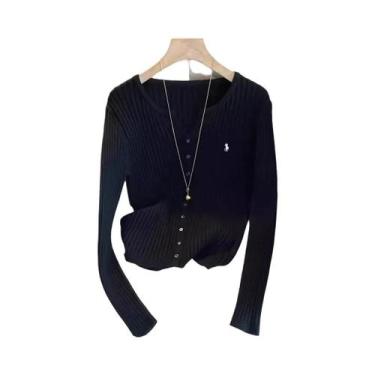 Imagem de Suéter Feminino De Tricô Gola U Slim Fit Outono Inverno Pulôver Básico