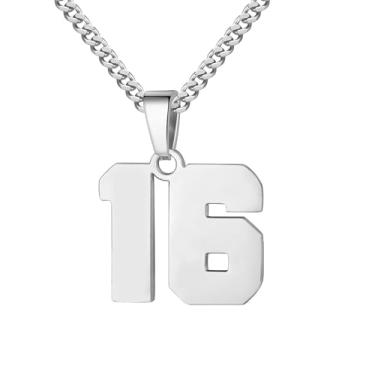 Imagem de Colar com Número Individual em Aço Inoxidável, Corrente de 22 Polegadas, Pingente Numérico Minimalista Unissex, Acessório Versátil para Uso Diário ou Presente