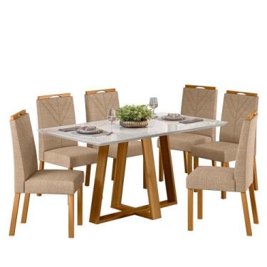 Imagem de Conjunto Sala de Jantar Mesa Lectus 160X90 6 Cadeiras Anitta Ype/Off/L