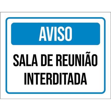 Imagem de Kit 3 Placas Sinalização - Aviso Sala Reunião Interditada