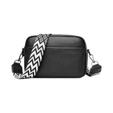 Imagem de Bolsa Transversal Feminina De Couro Genuíno Com Múltiplos Compartiment