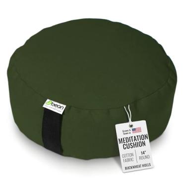 Imagem de BEAN PRODUCTS Almofadas de meditação Zafu para sentar no chão, almofada de ioga, almofada de ioga de algodão/trigo sarraceno, almofada de meditação Zafu, almofada de oração zen ajoelhada - Feito nos