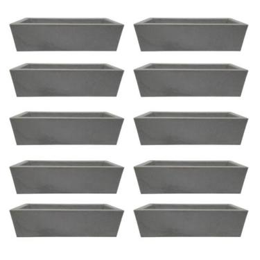 Imagem de Kit 10 Jardineira de Planta Cinza 37x15 Floreira Polietileno - Alpe & 