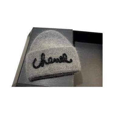Imagem de Gorro De Inverno Feminino Quente De Tricô Com Pérolas E Pelo De Coelho