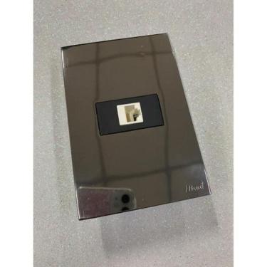 Imagem de Cj Rj45 Cat5  Internet  Hor. 4X2 - Recta Espelhada Gloss