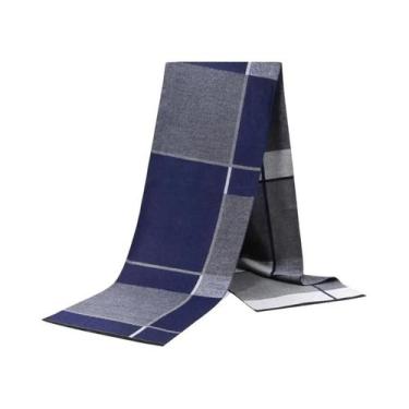 Imagem de Cachecol Masculino De Inverno Com Estampa Xadrez E Paisley, Imitação D