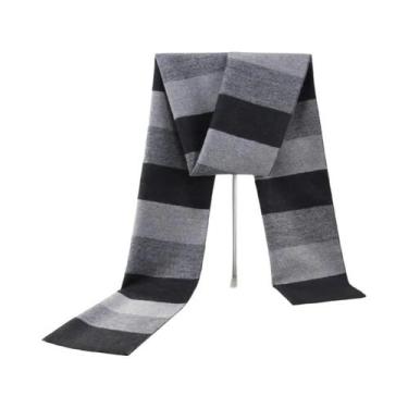 Imagem de Cachecol Masculino De Inverno Com Estampa Xadrez E Paisley, Imitação D