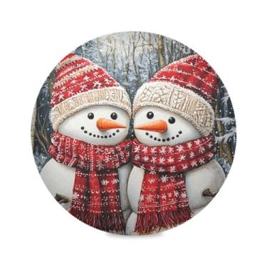Imagem de STAYTOP Lindo boneco de neve de Natal, jogo americano redondo, 6 peças, tapetes de mesa antiderrapantes fáceis de limpar para casa, cozinha, churrasco, festa, decoração de mesa