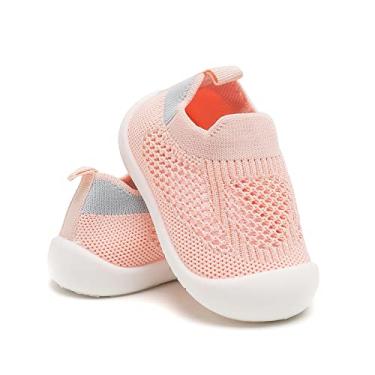 Imagem de Sapatos de caminhada para bebês, crianças, meninas, meninos, sola macia, respirável, de lona de algodão, leve, antiderrapante, seguro, sem cadarço, tênis casual, largo, sola de borracha, corrida ao ar