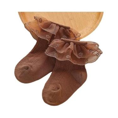 Imagem de Meias De Algodão Para Bebê Menina Com Renda E Babados, Estilo Princesa