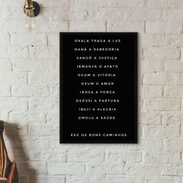Imagem de Quadro Candomblé Nomes Orixás 45X34Cm Vidro Moldura Preta